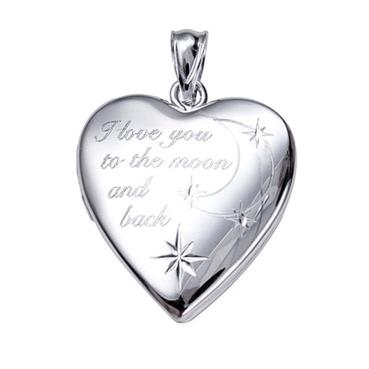 P37 – S/S 20mm ‘I love you to the moon and back’ Heart Locket