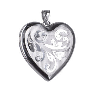 P24 – S/S 24mm Memorial Heart Locket with all over Swirls