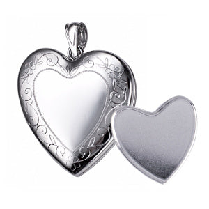P23 – 24mm Memorial Heart Locket with Engraved Border