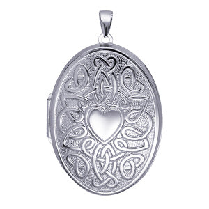 P09 – S/S Centre Heart Celtic Design 6 Photo Oval Locket