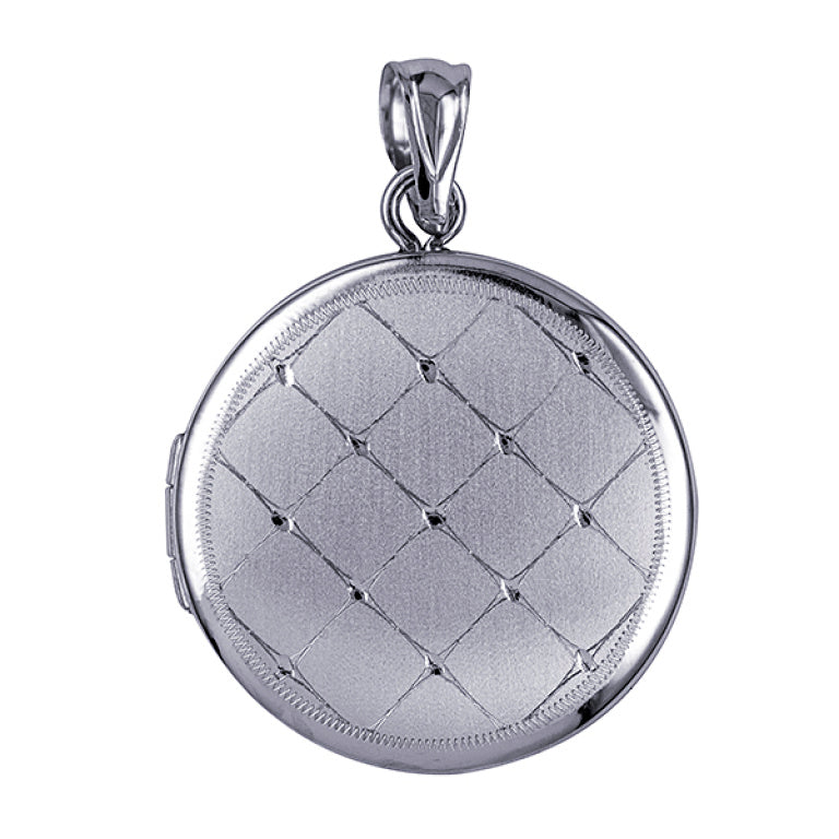 P50 – S/S 20mm Round Criss-cross Pattern Locket