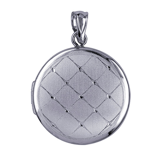 P50 – S/S 20mm Round Criss-cross Pattern Locket