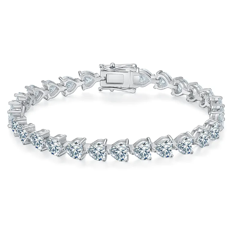 5ct moissanite heart cut tennis bracelet